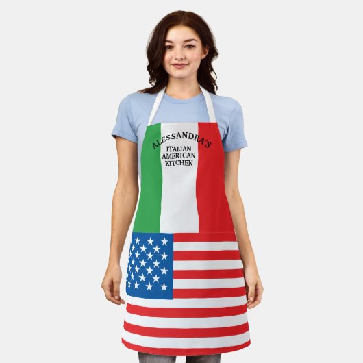 旗はっきりしたとアイタリアンメリカ国旗のエプロン エプロン (着用した状態)