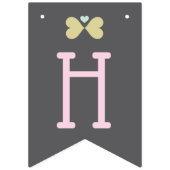 旗をバントするピンクおよびパステル調の蝶ハート バンティングフラッグ (第2の旗)