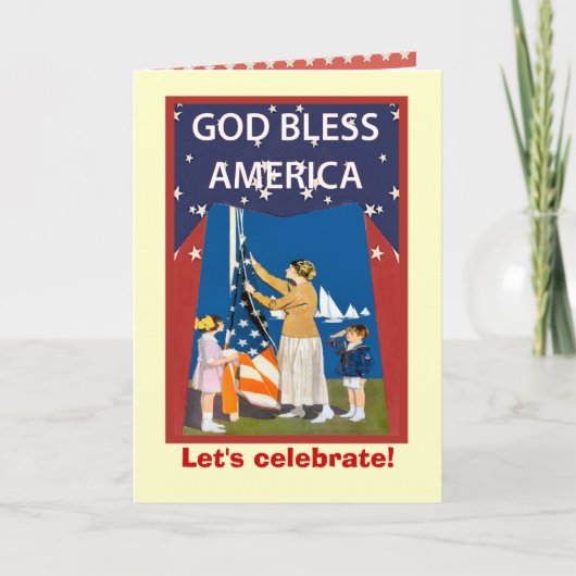 旗を上げるヴィンテージのイメージ カード (正面)