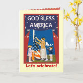 旗を上げるヴィンテージのイメージ カード (黄色い花)