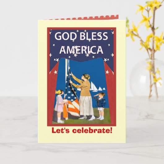 旗を上げるヴィンテージのイメージ カード (黄色い花)