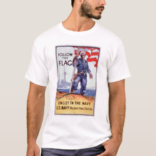 旗を後を追って下さい-入隊して下さい海軍(US02290A)を Tシャツ