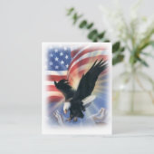 旗を持って飛んでいるワシ ポストカード (スタンド正面)