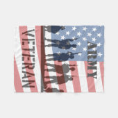 旗を持つカスタマイズ可能な軍隊の退役軍人 フリースブランケット (正面(横))