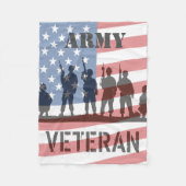 旗を持つカスタマイズ可能な軍隊の退役軍人 フリースブランケット (正面)