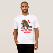 旗を持つカーリングビーバー - 指に注意! Tシャツ (正面フル)