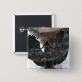 旗を持つ愛国心が強いワシ 缶バッジ (正面&裏面)