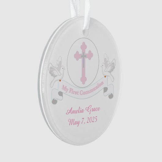 旗を持つ最初聖餐の白い鳩 オーナメント (正面)