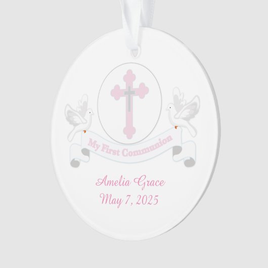 旗を持つ最初聖餐の白い鳩 オーナメント (正面)