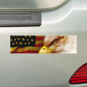 旗を持つ白頭鷲 バンパーステッカー (車上)