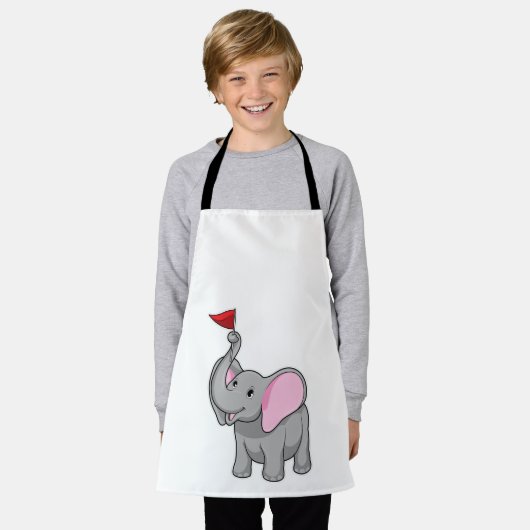 旗を持つ象 エプロン (着用した状態)