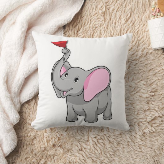 旗を持つ象 クッション (ブランケット)