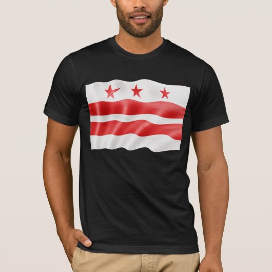 旗を振るWashington D.C. -コロンビア特別区 Tシャツ (正面)