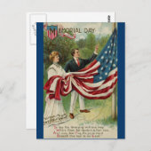 旗を掲げるメモリアルデー ポストカード (正面/裏面)