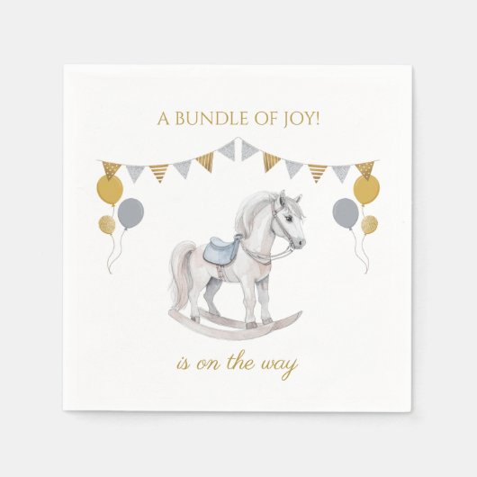 旗を立てて揺れる馬 スタンダードカクテルナプキン (正面)