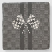 旗を競争させることはカーボン繊維のスタイルの装飾で縞で飾ります ストーンコースター (正面)