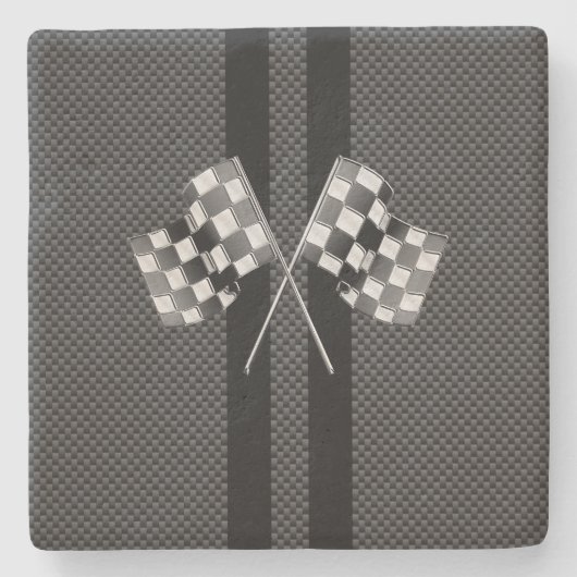 旗を競争させることはカーボン繊維のスタイルの装飾で縞で飾ります ストーンコースター (正面)