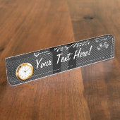 旗を競争させるモダンはカーボン繊維のスタイルで縞で飾ります デスクネームプレート (側面)