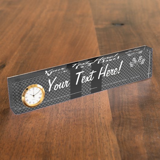 旗を競争させるモダンはカーボン繊維のスタイルで縞で飾ります デスクネームプレート (側面)