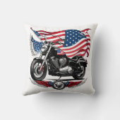 旗を背景にしたアメリカのオートバイ クッション (裏面)