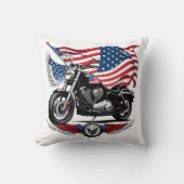 旗を背景にしたアメリカのオートバイ クッション (正面)