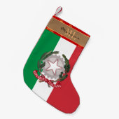 旗イタリアンストッキング，イタリア，モノグラム，スノーフレーク スモールクリスマスストッキング (正面 (吊り時))