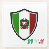 旗イタリアン印 ガラスコースター (正面)