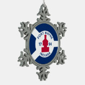 旗フォートウェイン、インディアナ スノーフレークピューターオーナメント (左)