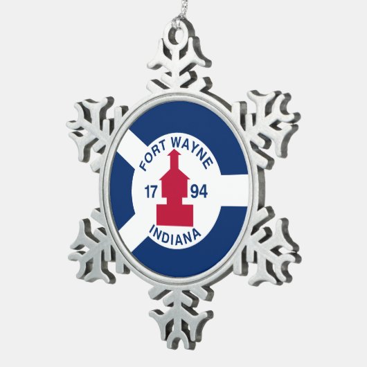 旗フォートウェイン、インディアナ スノーフレークピューターオーナメント (右)