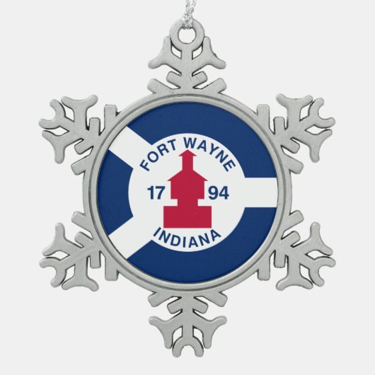 旗フォートウェイン、インディアナ スノーフレークピューターオーナメント (正面)