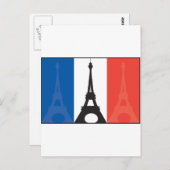 旗フランスのとエッフェルタワー ポストカード (正面/裏面)