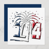 旗フランスのの色7月14日、ハッピーバスティーユ 招待状 (正面/裏面)