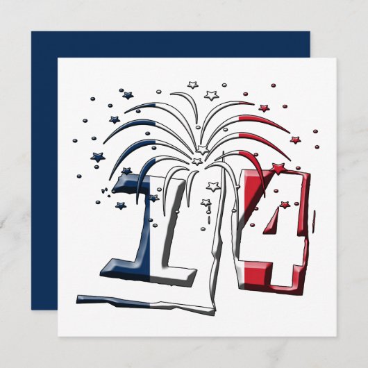 旗フランスのの色7月14日、ハッピーバスティーユ 招待状 (正面/裏面)