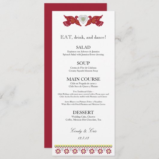 旗メニューカードを結婚している仲の良い恋人同士 メニュー (正面/裏面)