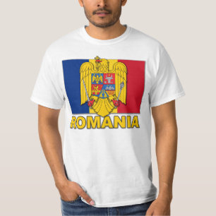 旗ルーマニアの紋章付き外衣 Tシャツ