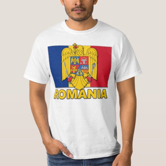 旗ルーマニアの紋章付き外衣 Tシャツ (正面)
