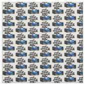 旗付きブルーレースカー市松模様にー ファブリック (見本)