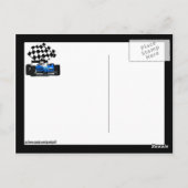 旗付きブルーレースカー市松模様にー ポストカード (裏面)