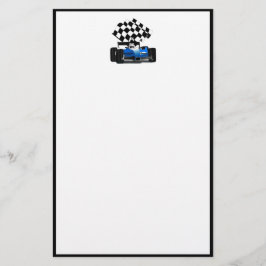 旗付きブルーレースカー市松模様にー 便箋