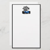 旗付きブルーレースカー市松模様にー 便箋 (正面/裏面)