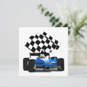 旗付きブルーレースカー市松模様にー 招待状 (スタンド正面)
