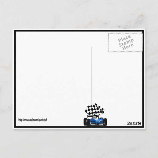 旗付きブルーレー市松模様にスカー ポストカード (裏面)