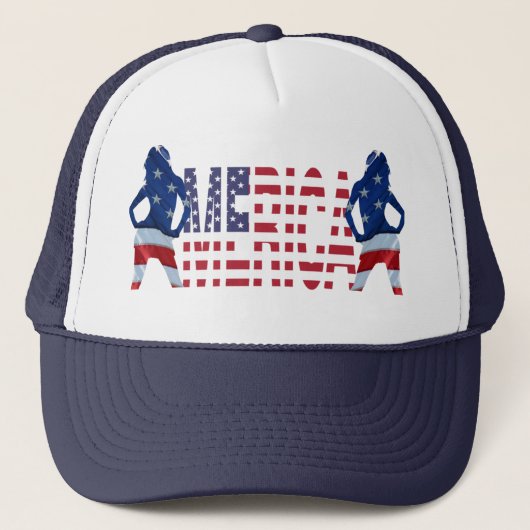 旗及び女の子が付いているMericaの文字 キャップ (正面)