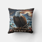 旗威厳のあるを持つ枝に止まったワシ クッション (裏面)