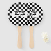 旗市松模様にとレースカー ハンドファン (正面&裏面)