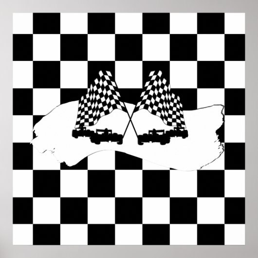 旗市松模様にとレースカー ポスター (正面)