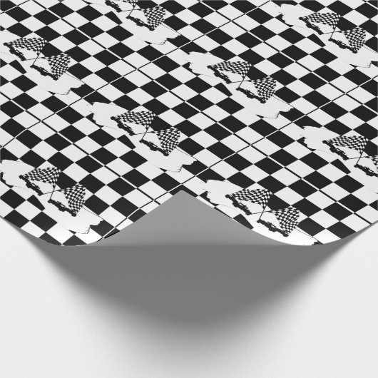 旗市松模様にとレースカー ラッピングペーパー (角)