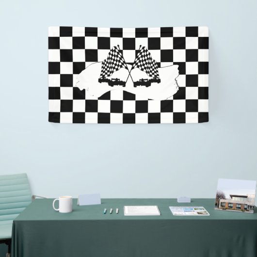 旗市松模様にとレースカー 横断幕 (トレードショー)