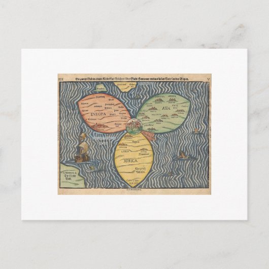 旗布のクローバーの葉の地図1581年 ポストカード (正面)