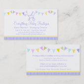 旗布のベビーのブティックの紫色の名刺 名刺 (正面/裏面)